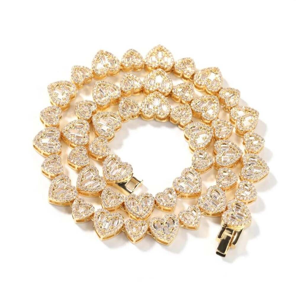 Gold Heart Baguette Necklace 16 Inch 2703